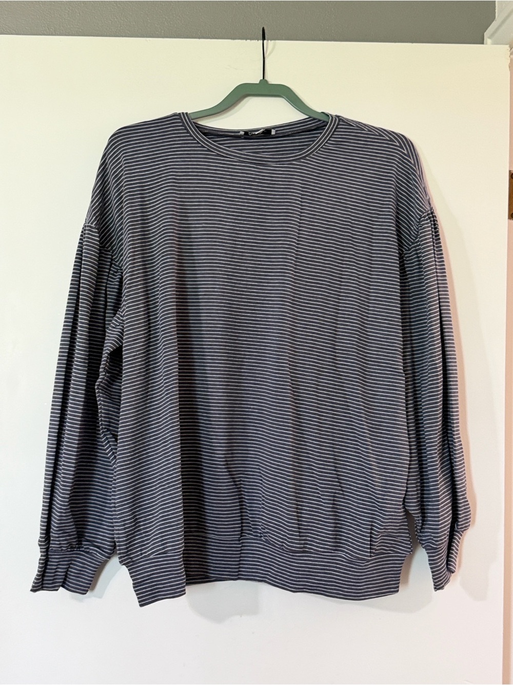 Polagram Women's Navy and White Striped Long-Sleeve Top